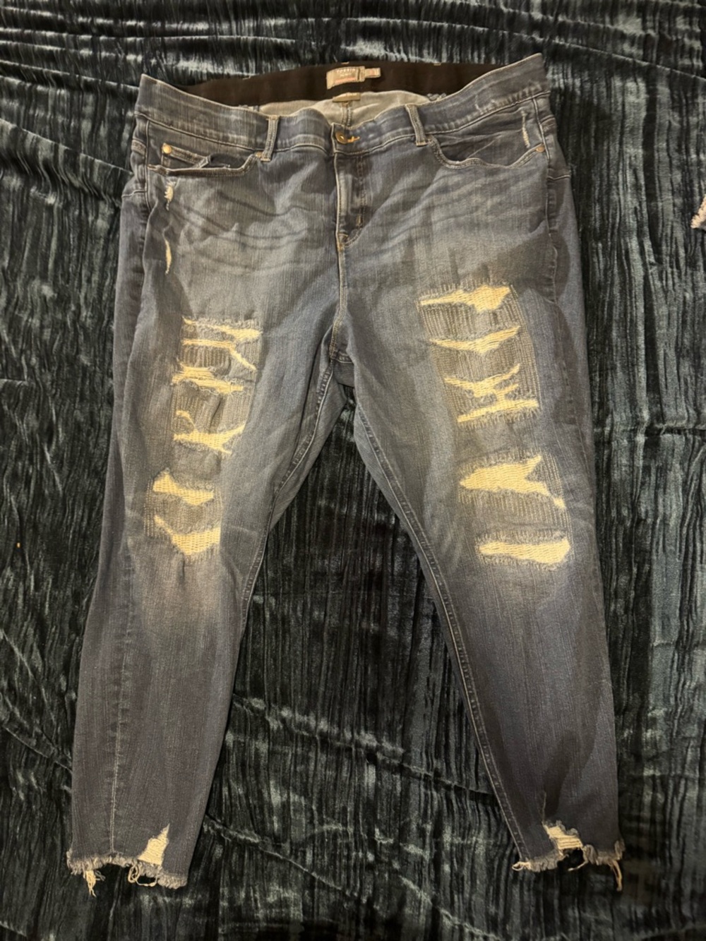 torrid Dark Blue Distressed Skinny Jeans